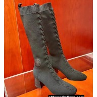 Hermes Fontaine 60 knit boots Top Quality Black