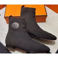Hermes Duo knit Ankle boots Top Quality Black