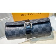 Louis Vuitton 3 Watch Case N41137 Damier Graphite canvas