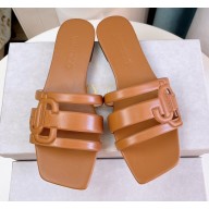 Jimmy Choo Nappa Leather Laran Flats with JC Monogram Brown 2022