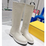 Fendi Logo Embossed Boots White 2022