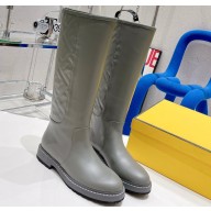 Fendi Logo Embossed Boots Gray 2022