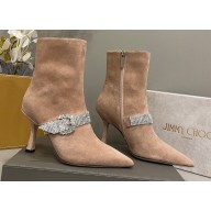 Jimmy Choo Heel 8.5cm Kaza Suede Ankle Boots Nude 2022