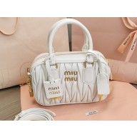 Miu Miu Matelassé nappa leather top-handle Small bag 5BB123 White 2022