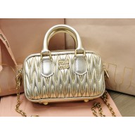 Miu Miu Matelassé nappa leather top-handle mini-bag 5BP077 Gold 2022