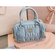 Miu Miu Matelassé nappa leather top-handle Small bag 5BB123 Light Blue 2022