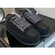 Chanel Fabric and Shiny Goatskin Trainers Sneakers G39105 Black  2022