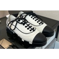 Chanel Fabric Trainers Lace-up Sneakers Black/White 2022