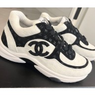 Chanel Printed Suede Calfskin Sneakers G39230 White/Black 2022