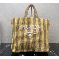 Prada Large raffia tote bag 1BG392 Yellow/Beige 2022