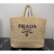 Prada Large raffia tote bag 1BG392 Beige 2022