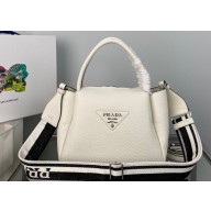 Prada Small Leather HandBag with shoulder strap 1BC145 White 2022