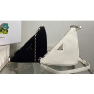 Prada Leather two triangles bag 1BC176 Black/White 2022