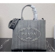 Prada Embroidered handbag 1BA342 Black/Gray 2022