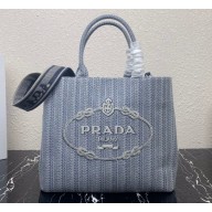 Prada Embroidered handbag 1BA342 Blue/Gray 2022