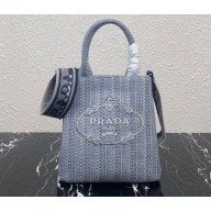 Prada Embroidered handbag 1BA343 Blue/Gray 2022
