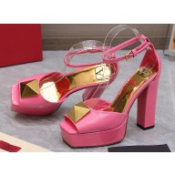 Valentino Heel 13cm platform 3.5cm ONE STUD open-toe Pumps in patent leather Pink 2022