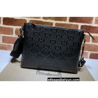 Gucci GG embossed medium messenger Bag 696009 Black