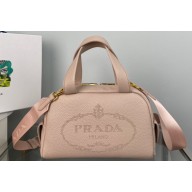 Prada Perforated logo Leather Handbag 1BH078 Nude Pink 2022