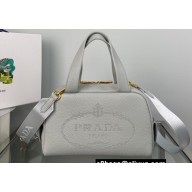 Prada Perforated logo Leather Handbag 1BH078 Gray 2022