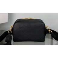 Prada Perforated logo Leather shoulder bag 1BH187 Black 2022