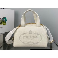 Prada Perforated logo Leather Handbag 1BH078 White 2022