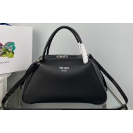 Prada Medium brushed leather handbag 1BA365 Black 2022