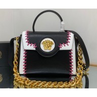 Versace La Medusa Medium Handbag 307 Stitching Black/White/Fuchsia