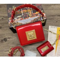 Dolce & Gabbana Small patent leather shoulder bag Red with DG fastening