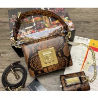 Dolce & Gabbana Small leather shoulder bag with DG fastening Python Print Brown