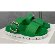 Prada metal buckle Rubber Open Toe Sandals Green 2022