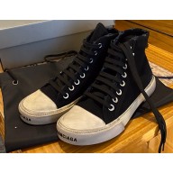 Balenciaga Paris High Top Sneakers in Destroyed cotton and rubber 01