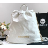 Chanel Calfskin CHANEL 22 Large Back Pack Bag AS3313 White/Gold 2022