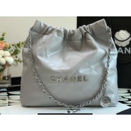 Chanel Calfskin CHANEL 22 Small Handbag AS3260 Light Gray/Silver 2022
