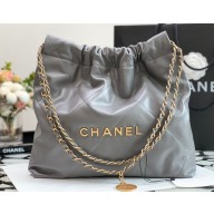 Chanel Calfskin CHANEL 22 Small Handbag AS3260 Gray/Gold 2022