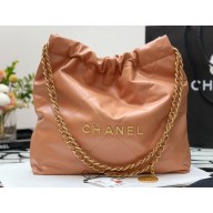 Chanel Calfskin CHANEL 22 Small Handbag AS3260 Brown/Gold 2022