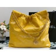 Chanel Calfskin CHANEL 22 Medium Handbag AS3261 Yellow/Gold 2022