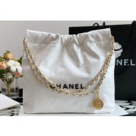 Chanel Calfskin CHANEL 22 Small Handbag AS3260 White/Lacquered Metal 2022