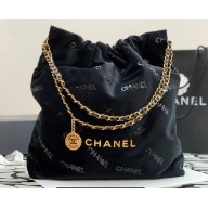 Chanel Velvet Sequins CHANEL 22 Large Handbag AS3262 Black 2022