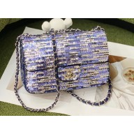 Chanel Sequins Mini Classic Flap Bag Blue 2022