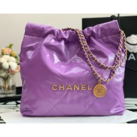 Chanel Calfskin CHANEL 22 Small Handbag AS3260 Purple/Gold 2022