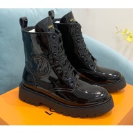 Louis Vuitton Patent Calf leather Territory Flat Ranger Ankle Boots Black 2022