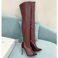 Casadei Heel 12cm Blade Leather over-the-knee boots Patent Burgundy 2022