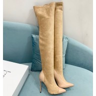 Casadei Heel 12cm Blade Leather over-the-knee boots Suede Beige 2022