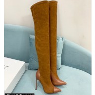Casadei Heel 12cm Blade Leather over-the-knee boots Suede Brown 2022