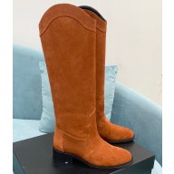 Saint Laurent kate boots in leather Suede Caramel 2022