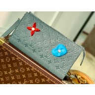 Louis Vuitton Taurillon Monogram leather Climbing Theme Standing Pouch Bag Gray