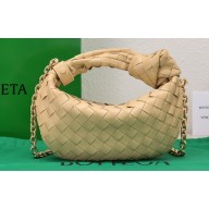 Bottega Veneta Chain mini jodie intrecciato leather top handle bag Apricot