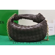 Bottega Veneta Chain mini jodie intrecciato leather top handle bag Coffee