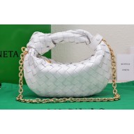 Bottega Veneta Chain mini jodie intrecciato leather top handle bag White